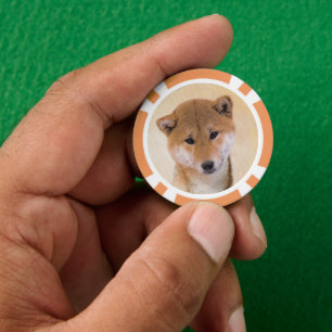 Jetons De Poker Peinture Shiba Inu (Rouge) - Art Chien original