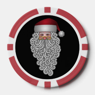 Jetons De Poker Père Noël festive avec barbe bouclée