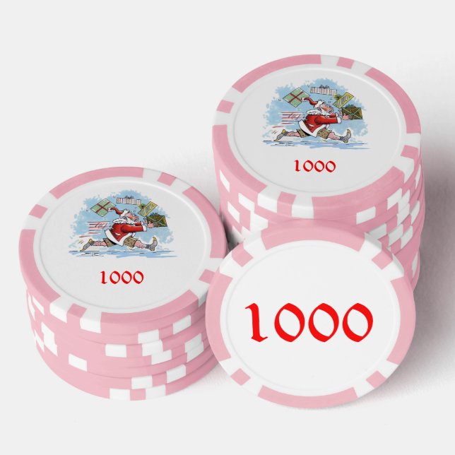 Jetons De Poker Père Noël Pink 1000 puce de poker rayé non préparé (Empiler)