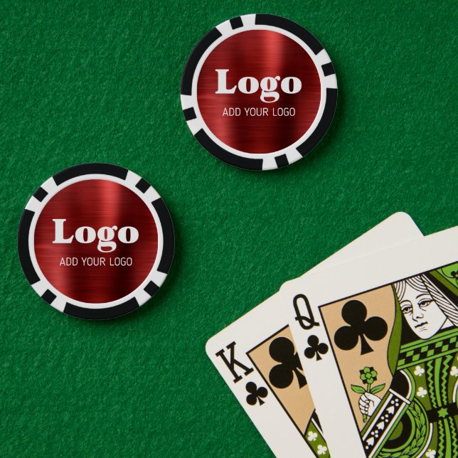 Jetons De Poker Personalized Red Metallic Style Business Logo (Table de poker (double))