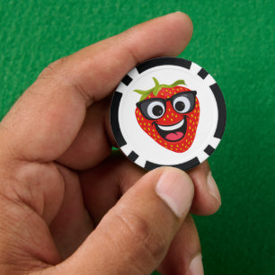 Jetons De Poker Personnage Fraise Cool – Art de Fruit Kawaii Amusa