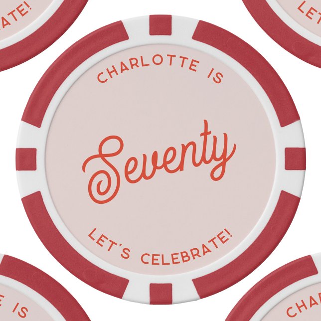 Jetons De Poker Personnalisé 70 Soixante-Dix-Seize Anniversaire (Personalized name seventieth 70 birthday poker chips)