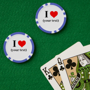 Jetons De Poker PERSONNALISÉ! Chips de Poker Coeur - Bleu