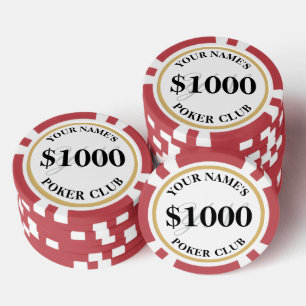 Jetons De Poker Personnalisé de style casino, personnalisé 1000 $ 