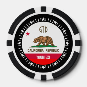 Jetons De Poker Personnalisé votre texte California State Flag sur