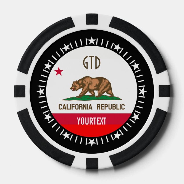 Jetons De Poker Personnalisé votre texte California State Flag sur (Recto)