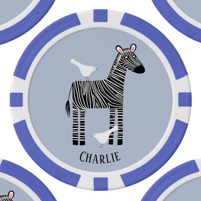Jetons De Poker Personnalisé Zebra (Fun zebra personalized custom name poker chip)