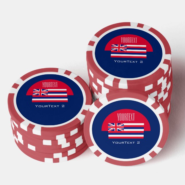 Jetons De Poker Personnaliser votre texte Hawaii State Drapeau sur (Empiler)