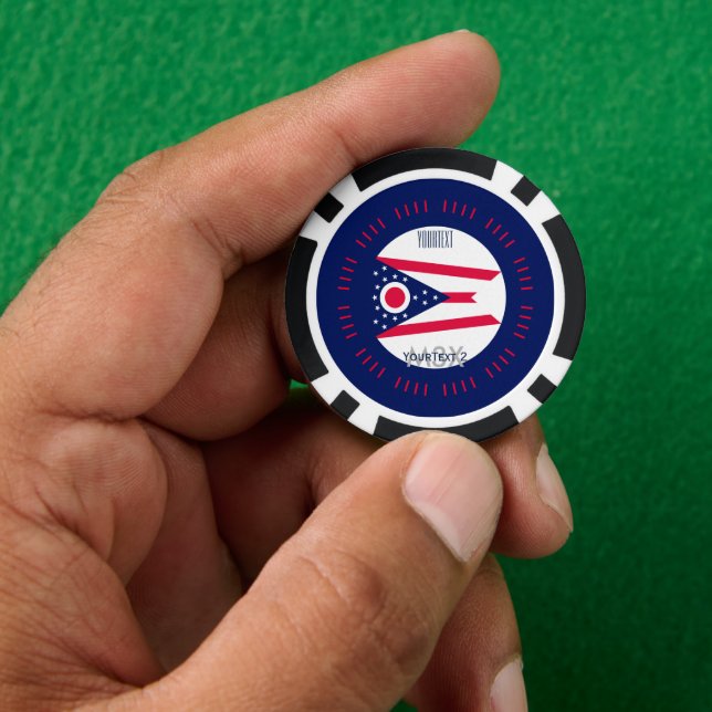 Jetons De Poker Personnaliser votre texte Ohio State Drapeau sur u (main)