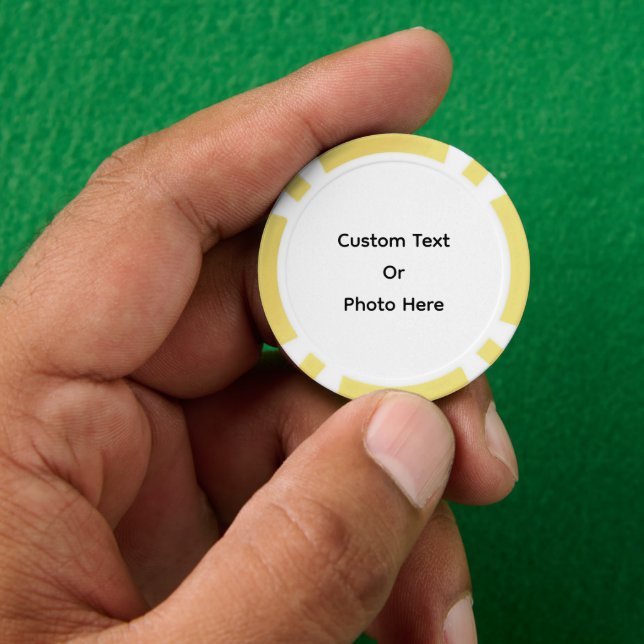 Jetons de poker personnalisés, bordure rayée jaune (main)