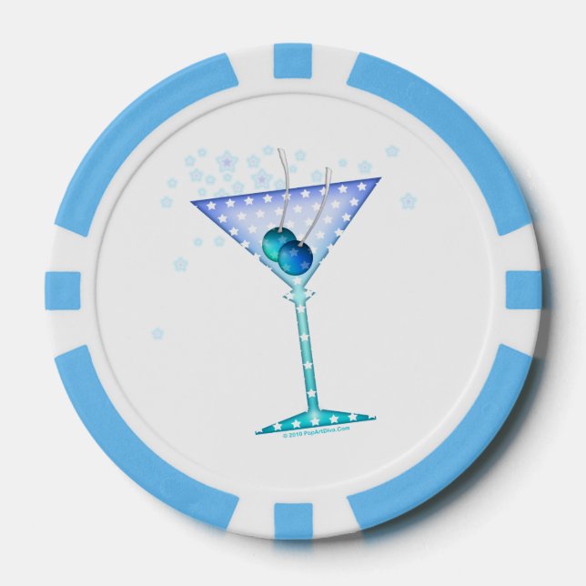 JETONS DE POKER PERSONNALISÉS - MARTINI BLEU (Recto)
