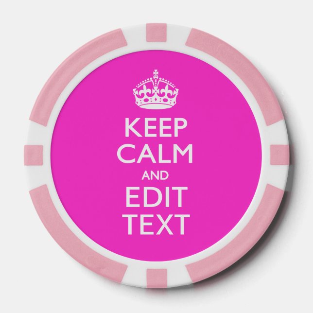 Jetons De Poker Personnalized Keep Calm And Your Text Pink Decor (Recto)