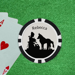 Jetons De Poker Petit Chaperon Rouge Loup Noir Blanc Sous les Arbr