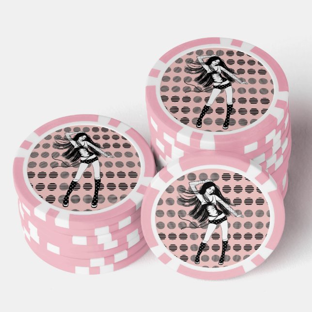 Jetons De Poker petite amie danseuse rose (Empiler)