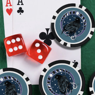 Jetons De Poker Phases de la lune corail Étoiles Bleu