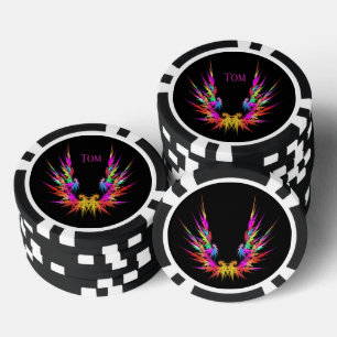 Jetons De Poker Phoenix - art fractal coloré sur fond noir, person