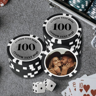 Jetons De Poker Photo Argent 100 Numéroté