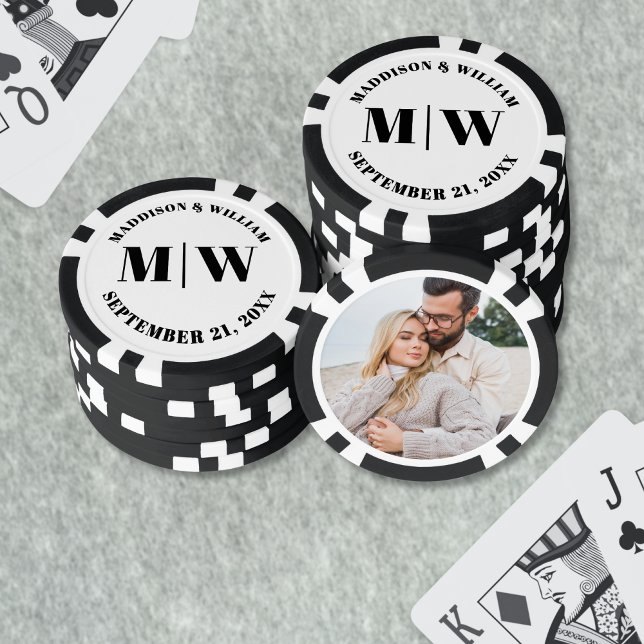 Jetons De Poker Photo Black White Wedding Favor (Photo Black White Wedding Favor Poker Chips)
