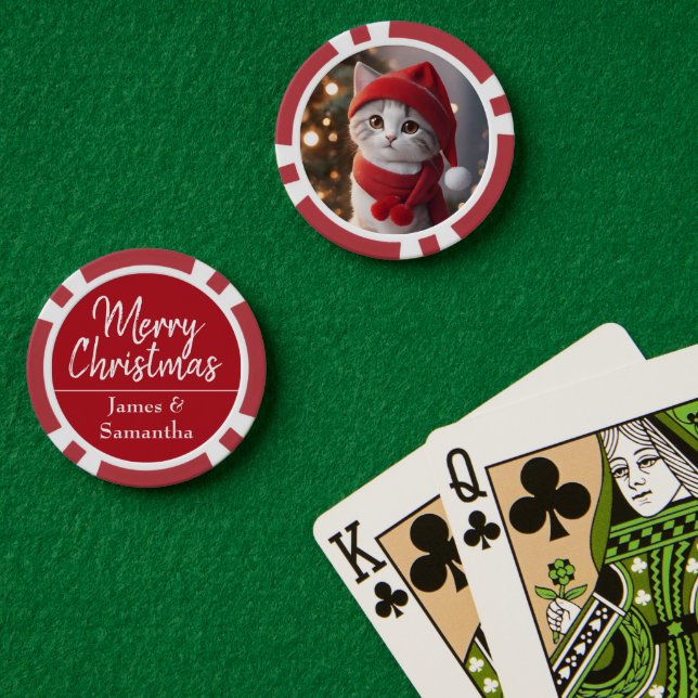 Jetons De Poker Photo de Noël personnalisée (Table de poker (double))