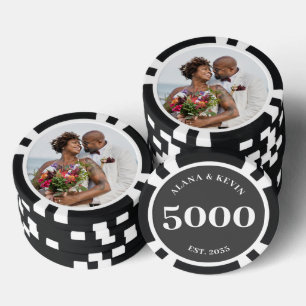 Jetons De Poker Photo Mariage personnalisée Noir 5000 Valeur