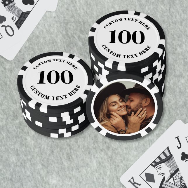 Jetons De Poker Photo Noir Blanc 100 Numéroté (Photo Black White 100 Numbered Poker Chips)