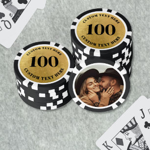 Jetons De Poker Photo Or 100 Numéroté