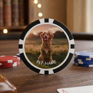 Jetons De Poker Photo personnalisée 2 avec votre chien 2 Nom sur l
