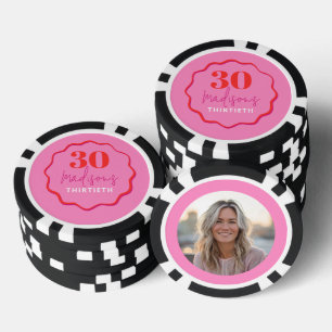 Jetons De Poker Photo personnalisée 30e anniversaire Poker Chip ro
