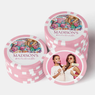 Jetons De Poker Photo personnalisée aquarelle Las Vegas Bacheloret