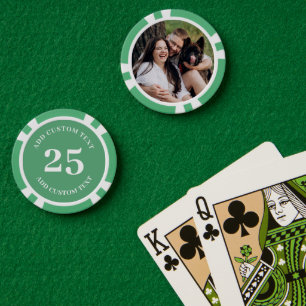 Jetons De Poker Photo personnalisée Green Numéroté 25 jeu de valeu