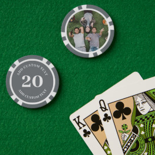 Jetons De Poker Photo Personnalisée Gris Numéroté 20 Jeu