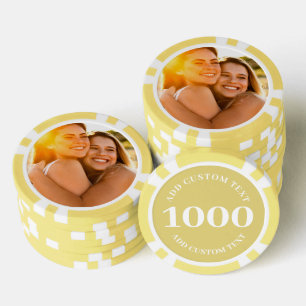 Jetons De Poker Photo Personnalisée Jeu de Valeur Jaune Numéroté 1