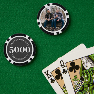 Jetons De Poker Photo personnalisée Noir 5000 jeu de valeur