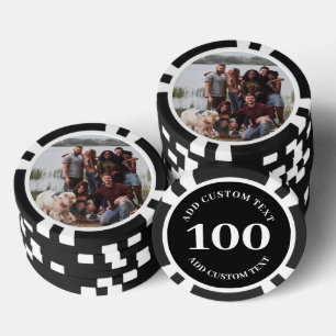 Jetons De Poker Photo personnalisée Noir numéroté 100 jeu de valeu