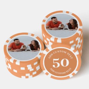 Jetons De Poker Photo personnalisée Orange numéroté 50 jeu de vale