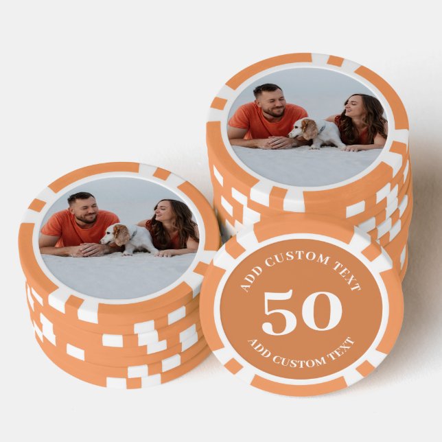 Jetons De Poker Photo personnalisée Orange numéroté 50 jeu de vale (Empiler)