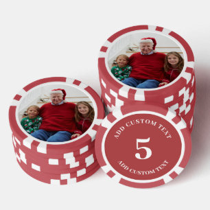 Jetons De Poker Photo personnalisée Rouge Numéro 5 Jeu