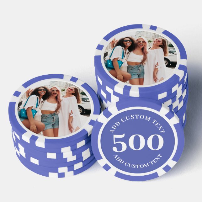 Jetons De Poker Photo personnalisée violet numéroté 500 jeu de val (Empiler)