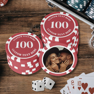 Jetons De Poker Photo Rouge 100 Numéroté