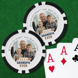 Jetons De Poker Photo Texte personnalisé Meilleur Grand-Père Ever