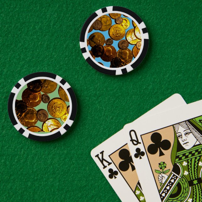 Jetons De Poker Pièces Composite Poker Chips, Bord Barré Noir (Table de poker (double))