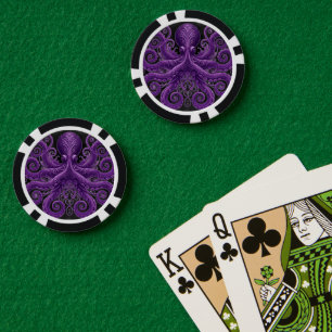 Jetons De Poker Pieuvre violette Steampunk victorien Kraken