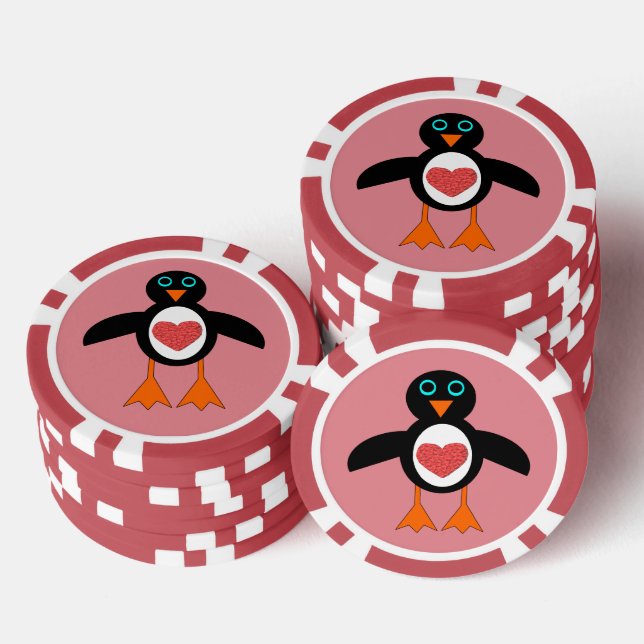 Jetons De Poker Pingouin Coeur mignon (Empiler)
