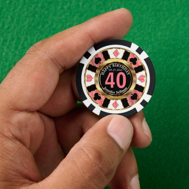 Jetons De Poker Pink Coral Casino Chip Las Vegas - Anniversaire (main)