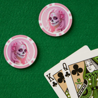 Jetons De Poker Pink Lady Sugar Skull