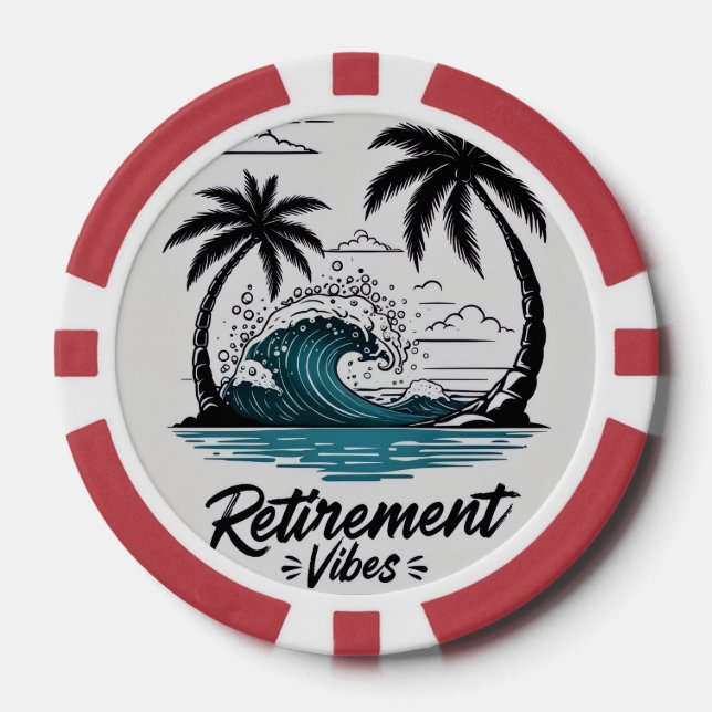 Jetons De Poker Plage Tropicale Vague & Palmier (Recto)