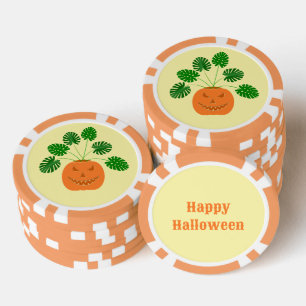 Jetons De Poker Plante Halloween Monstera en Citrouille personnali