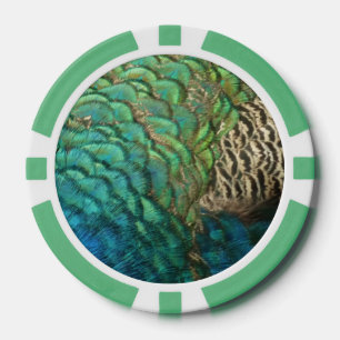 Jetons De Poker Plumes de paon I Design de nature abstrait coloré