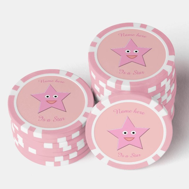 Jetons De Poker Plutôt rose Star Personnalisé (Empiler)