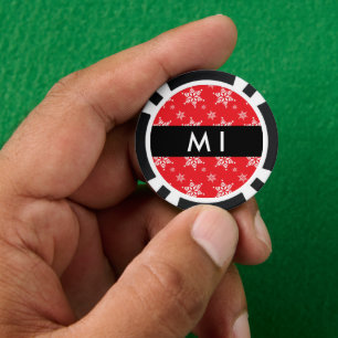 Jetons De Poker Pneus blancs, Rouge, Votre nom, Personnaliser